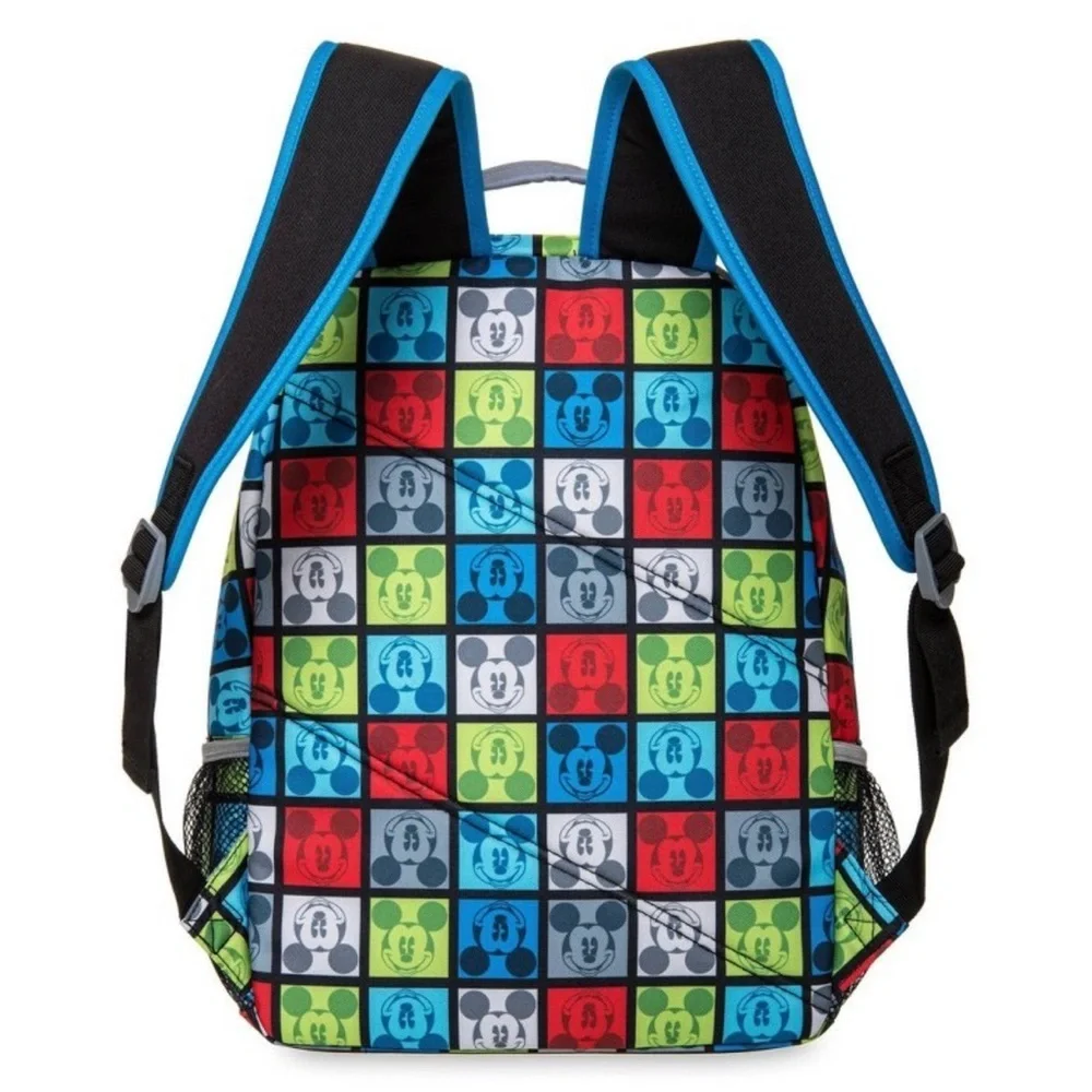 NWT Disneys Mickey Mouse full size backpack 16” multicolored squares